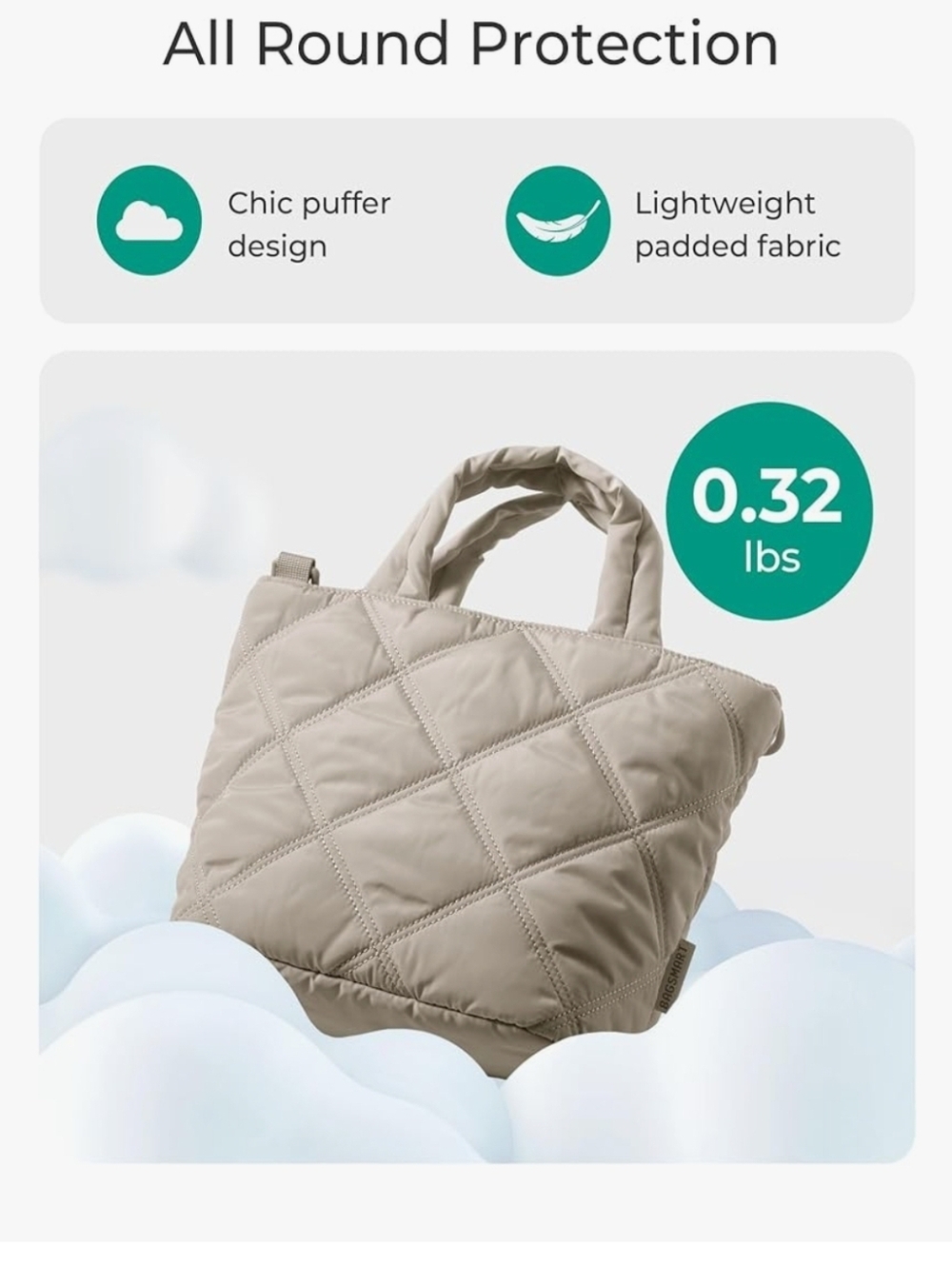 Quilted Taupe Crossbody Bag with Adjustable Strap - Picture 13 of 13
